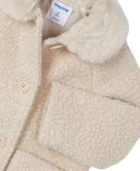 4487 - Girl Teddy Coat with Faux Fur Collar