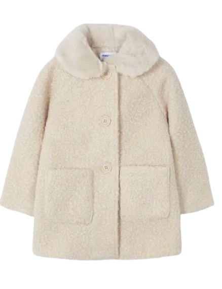 4487 - Girl Teddy Coat with Faux Fur Collar