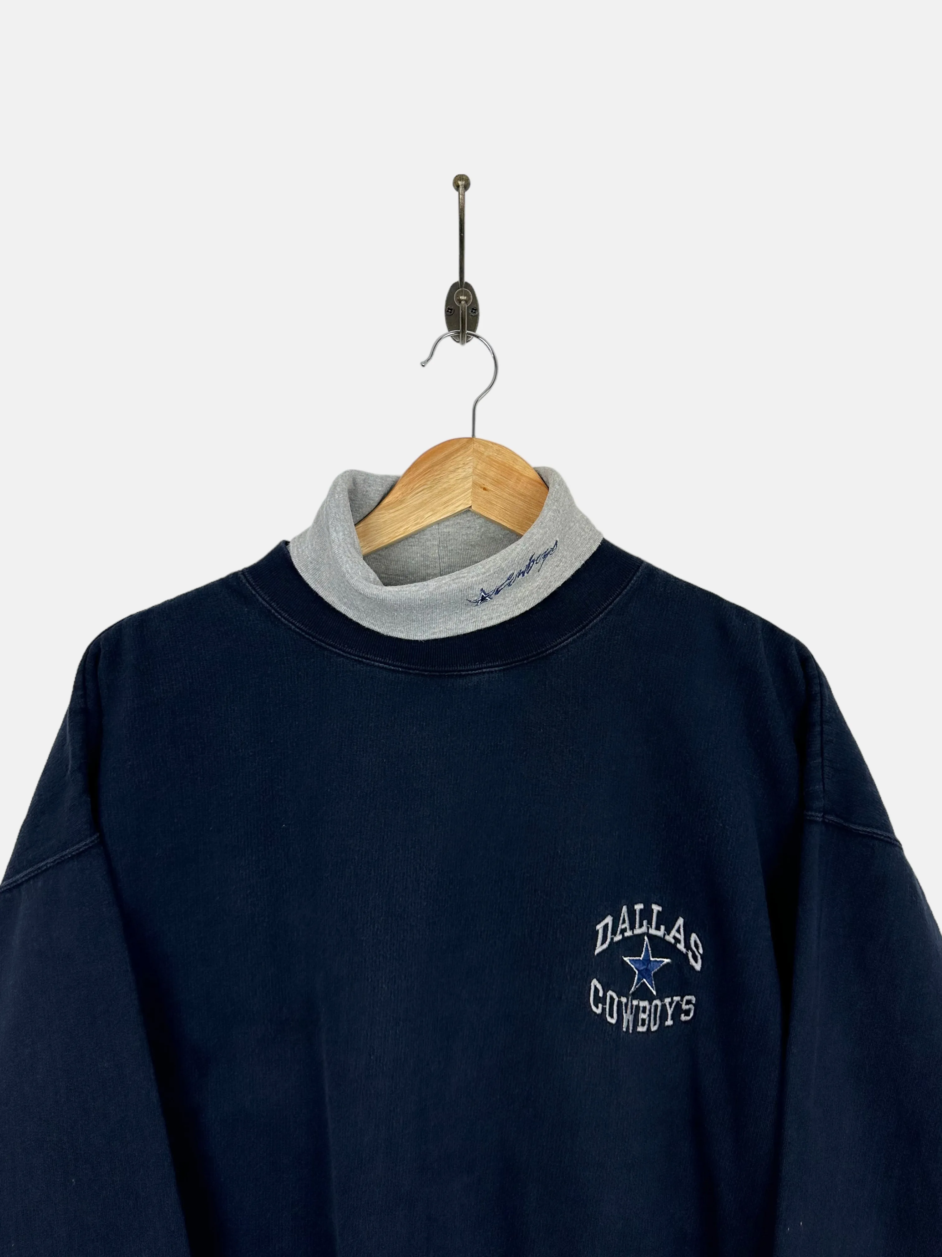 90's Dallas Cowboys NFL Embroidered Vintage Mock-Neck Sweatshirt Size XL