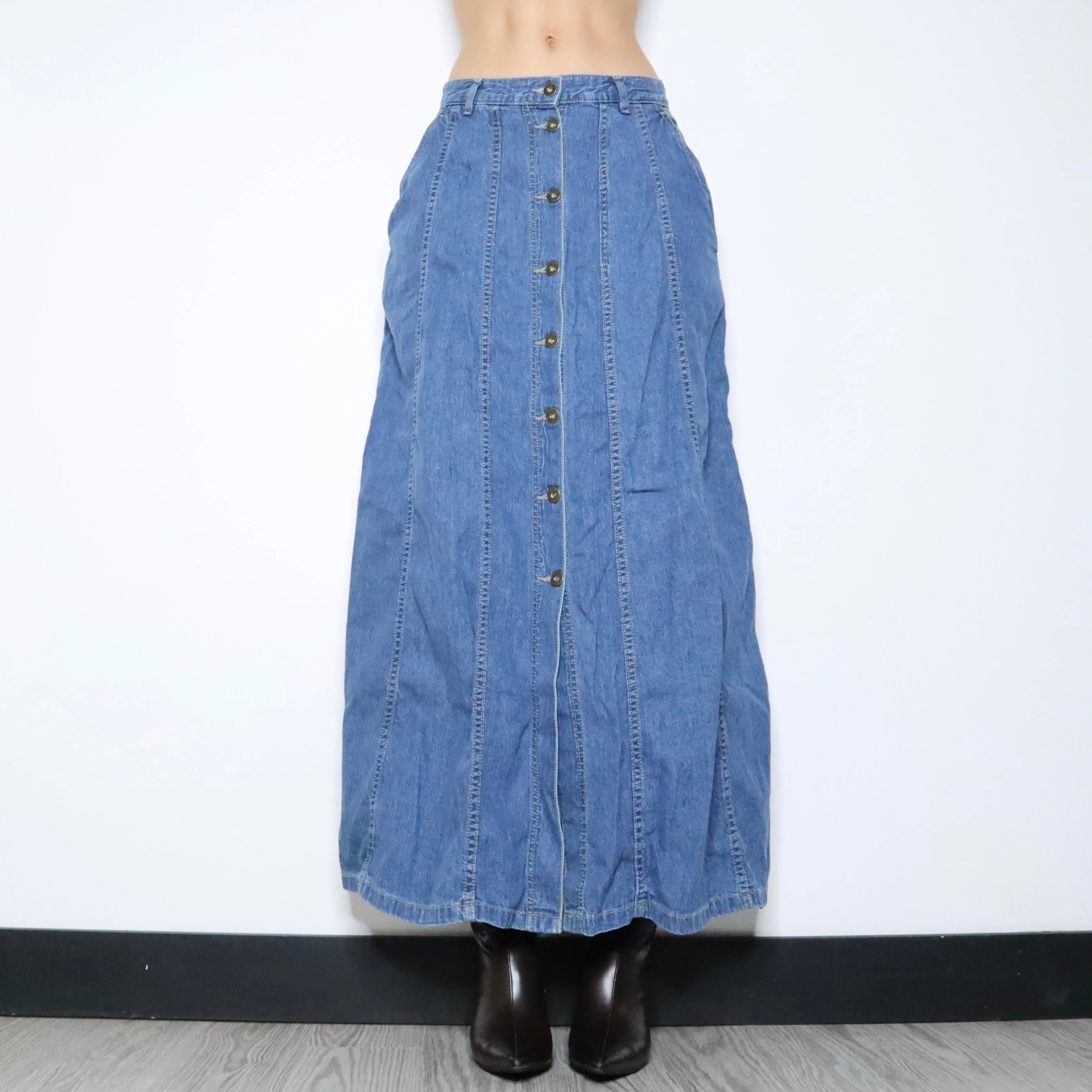 90s Denim Maxi Skirt (Medium)