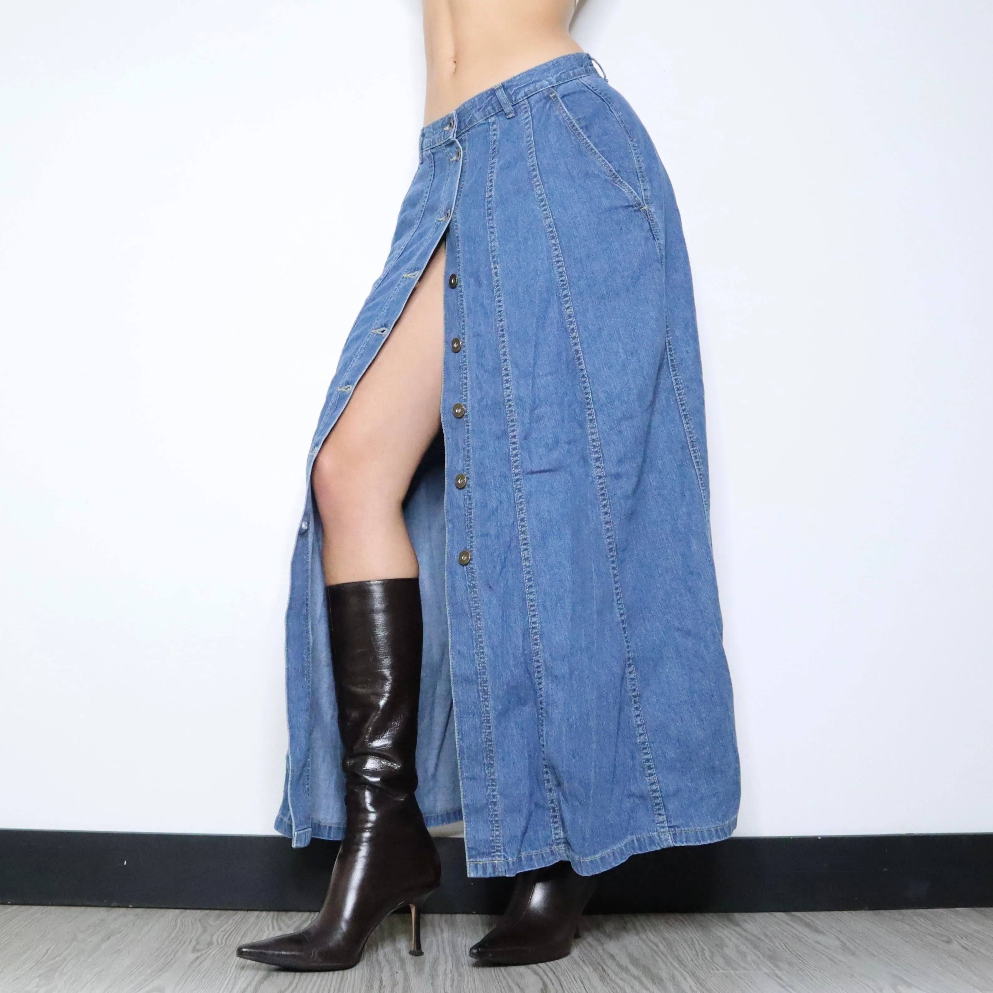 90s Denim Maxi Skirt (Medium)