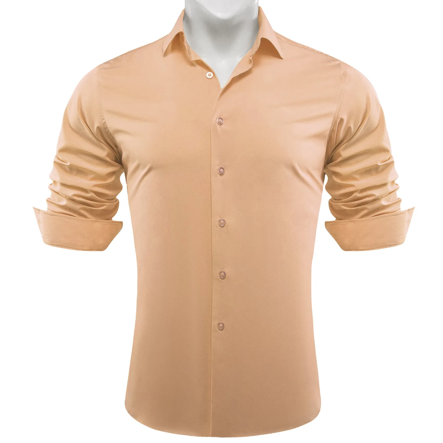 Barry.wang Burlywood Solid Silk Shirt
