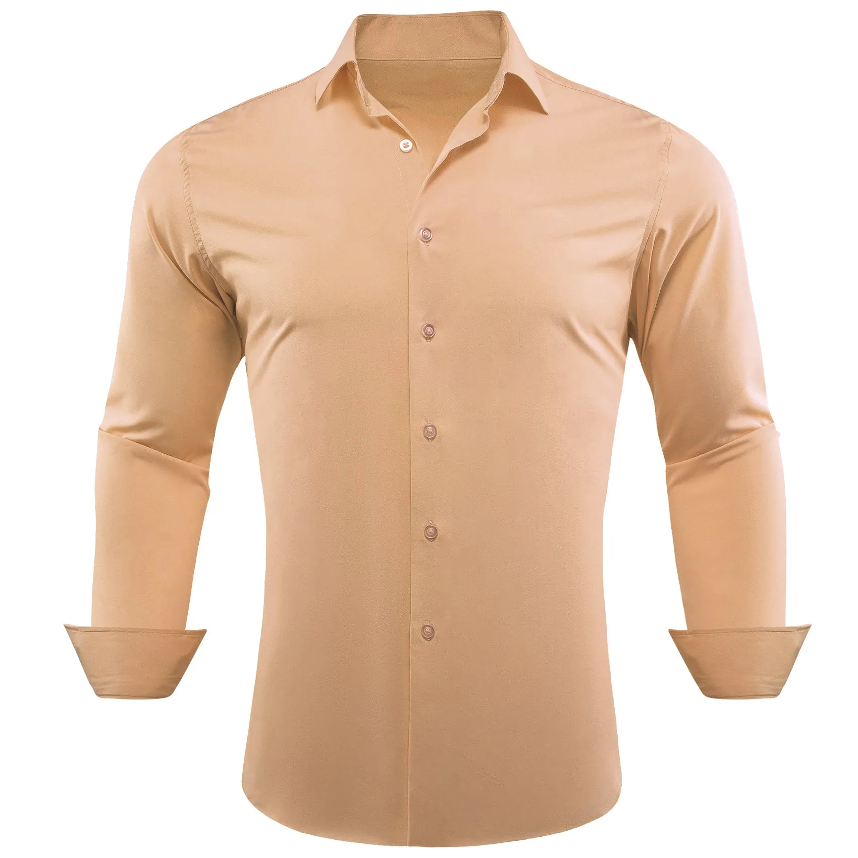 Barry.wang Burlywood Solid Silk Shirt
