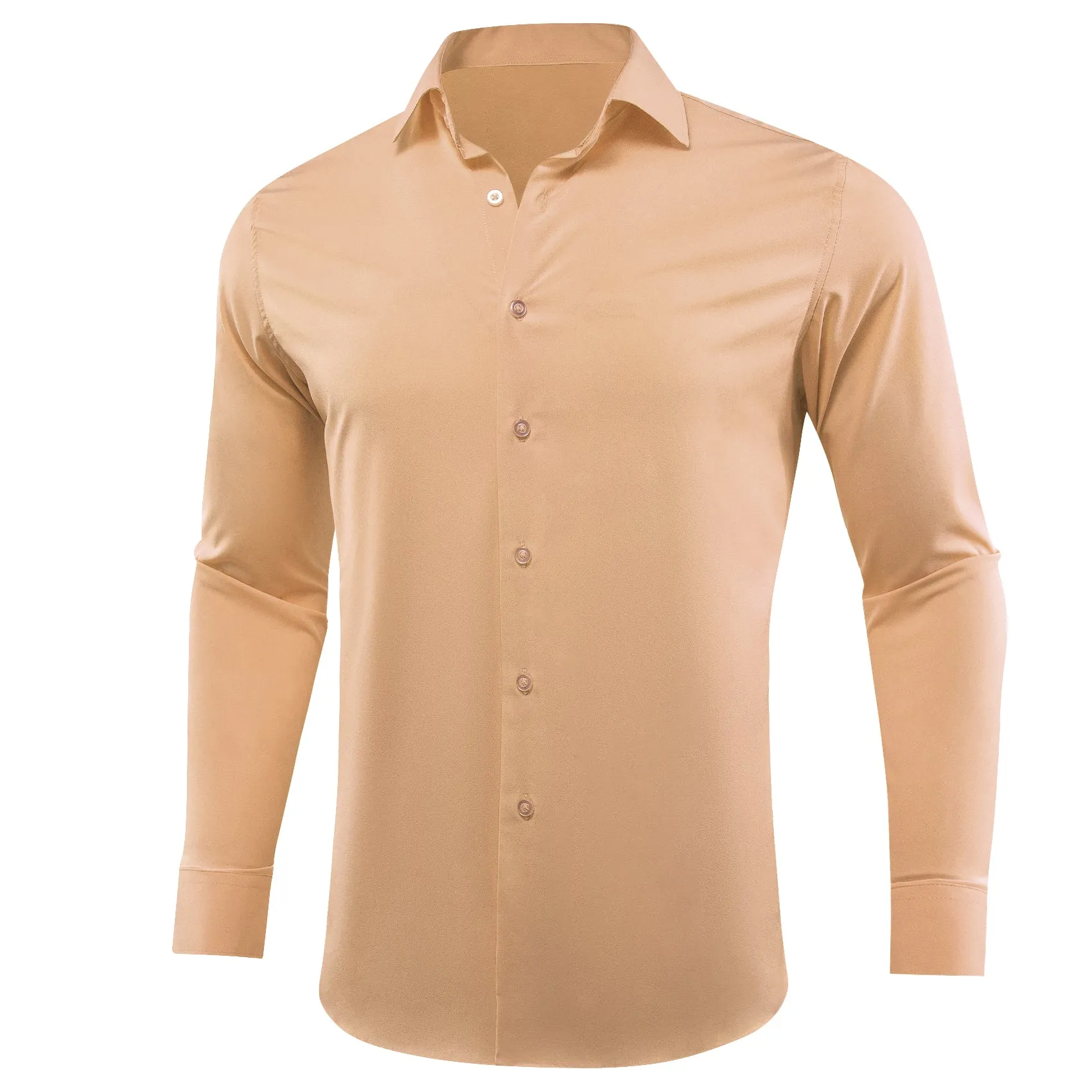 Barry.wang Burlywood Solid Silk Shirt