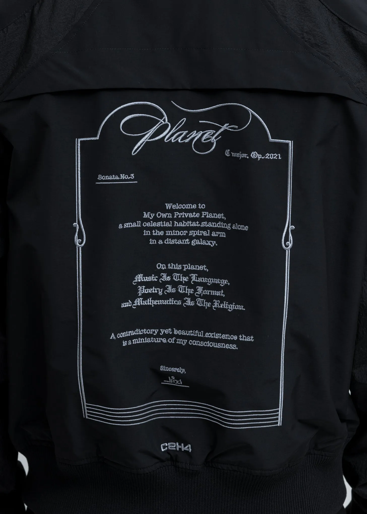 Black Intervein Panelled Bomber Jacket