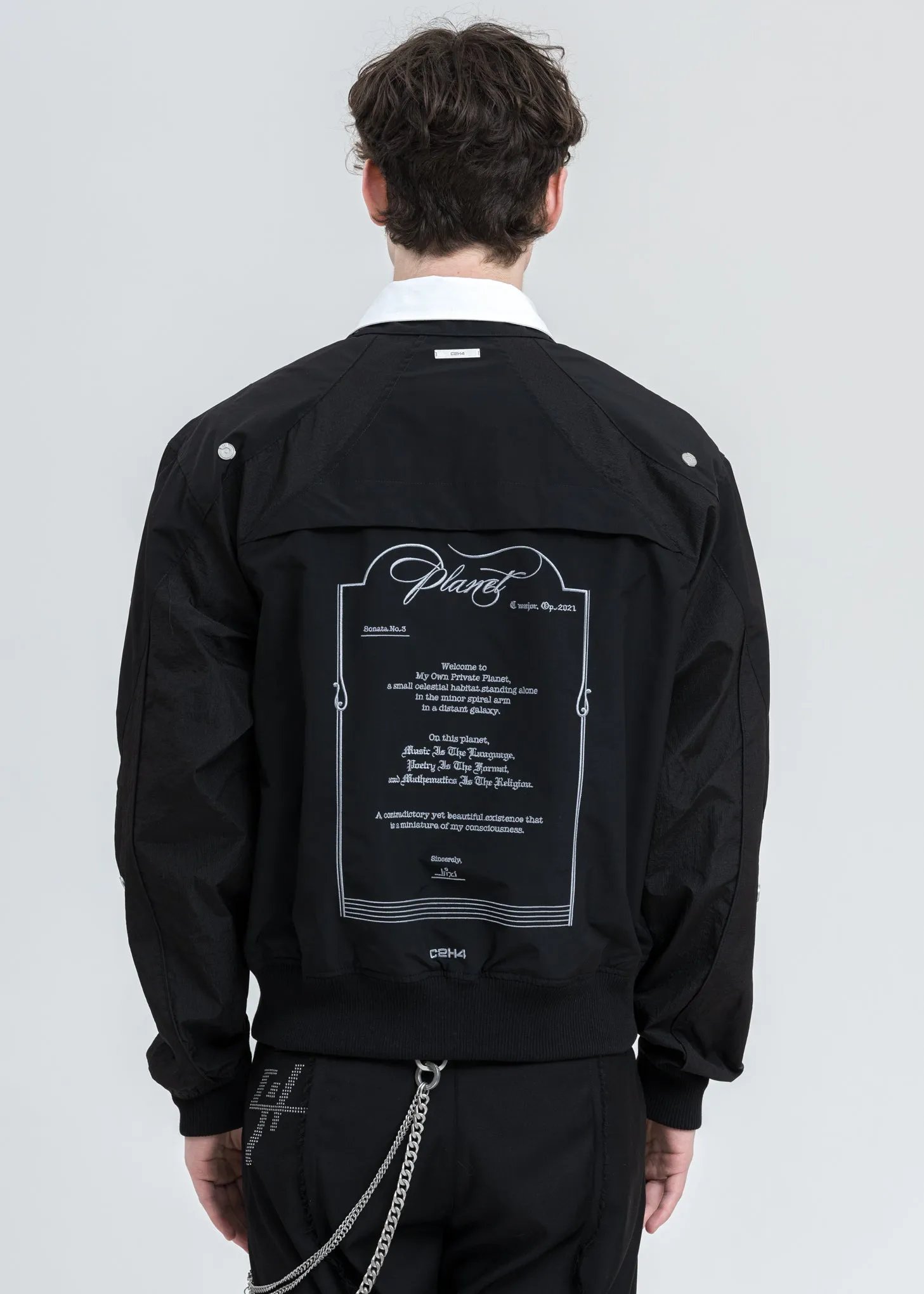 Black Intervein Panelled Bomber Jacket