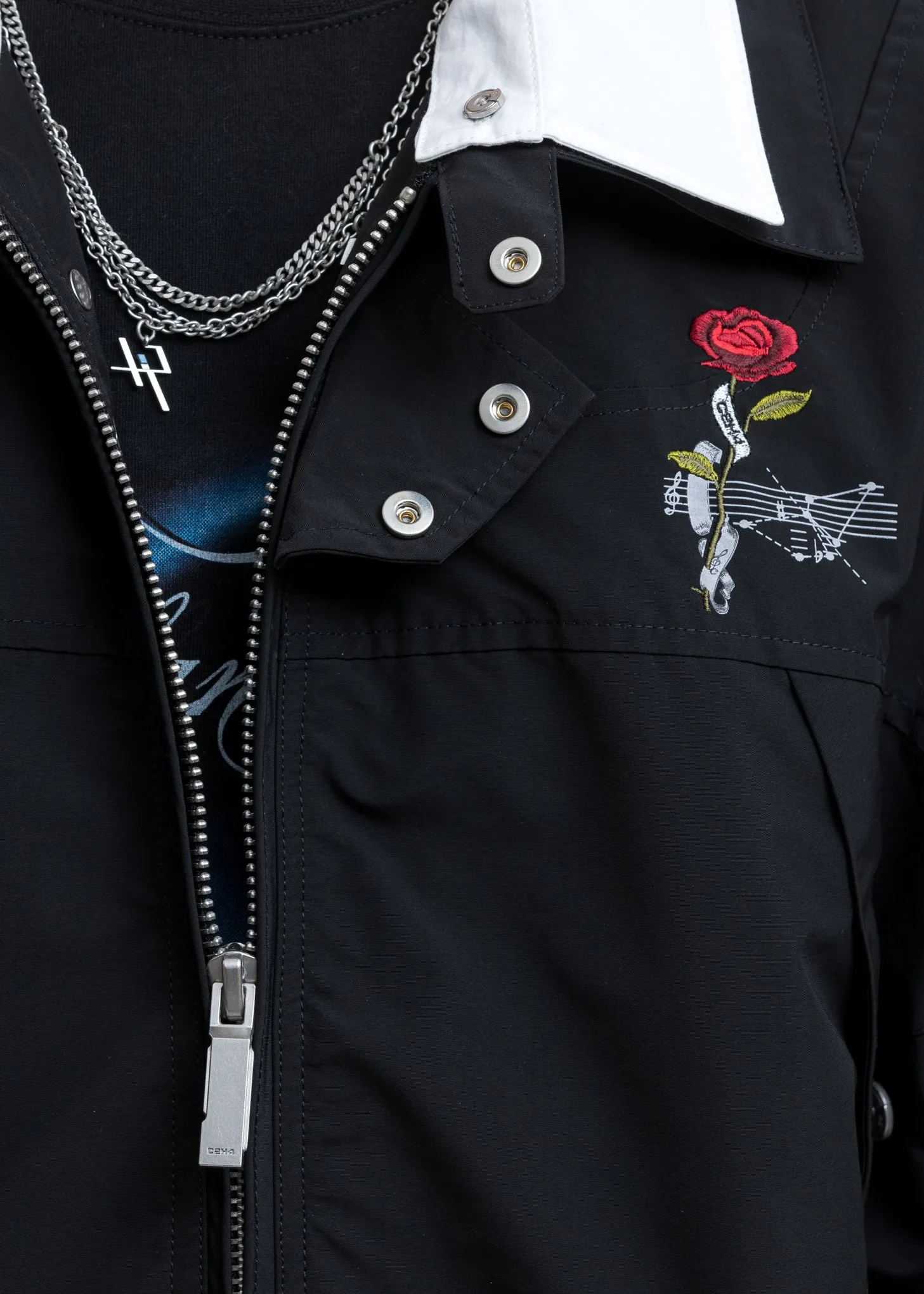 Black Intervein Panelled Bomber Jacket