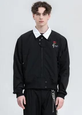 Black Intervein Panelled Bomber Jacket