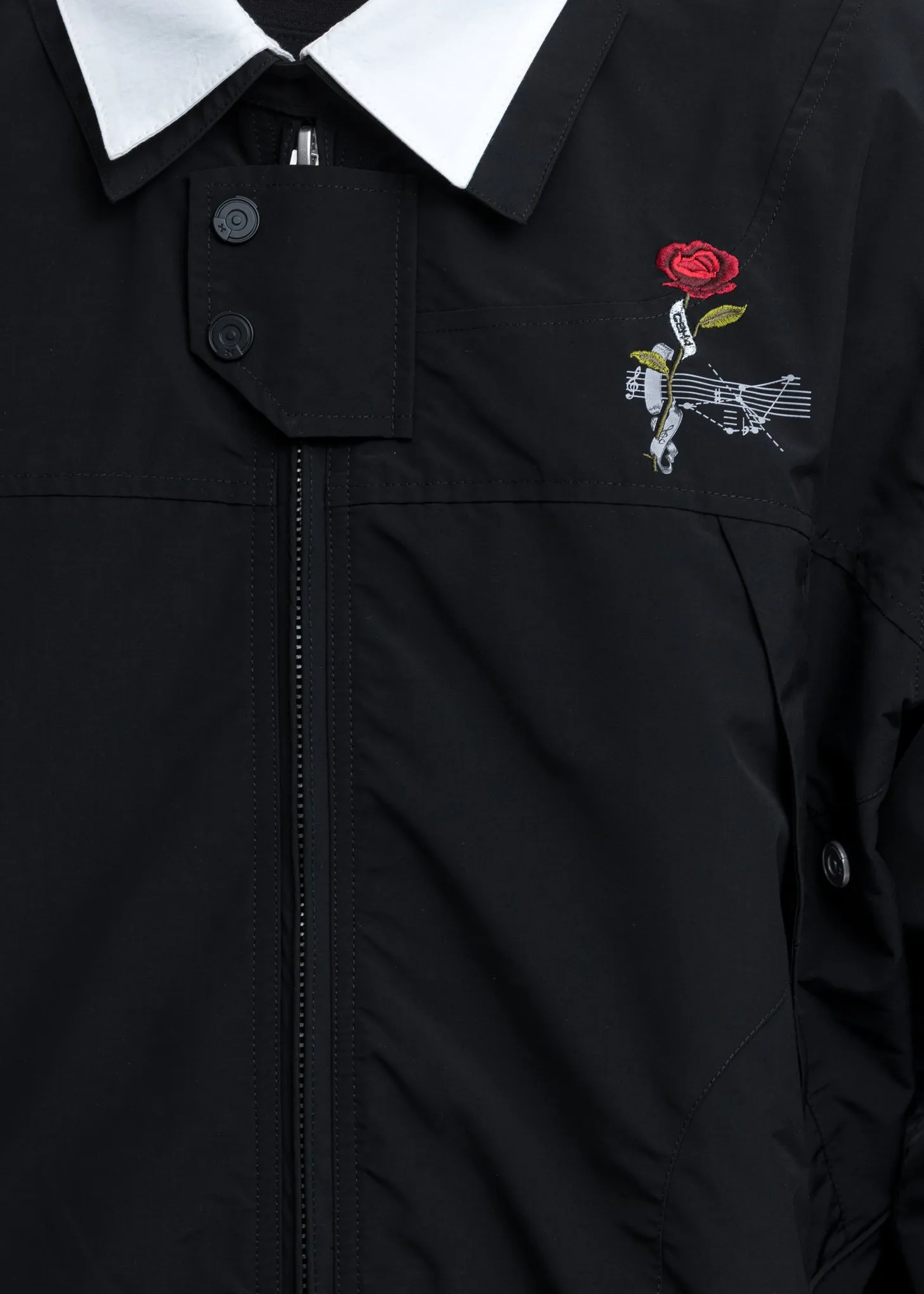 Black Intervein Panelled Bomber Jacket
