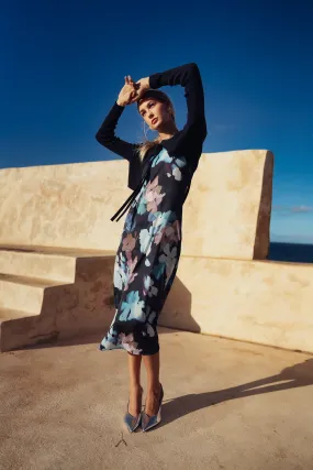 Bliss Crew Neck Slip Dress Abstract Floral