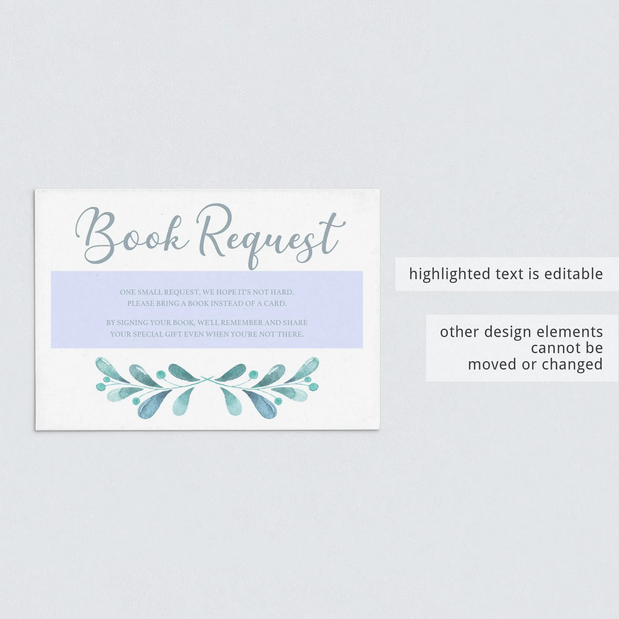 Book Request Card for Winter Theme Baby Shower Printable