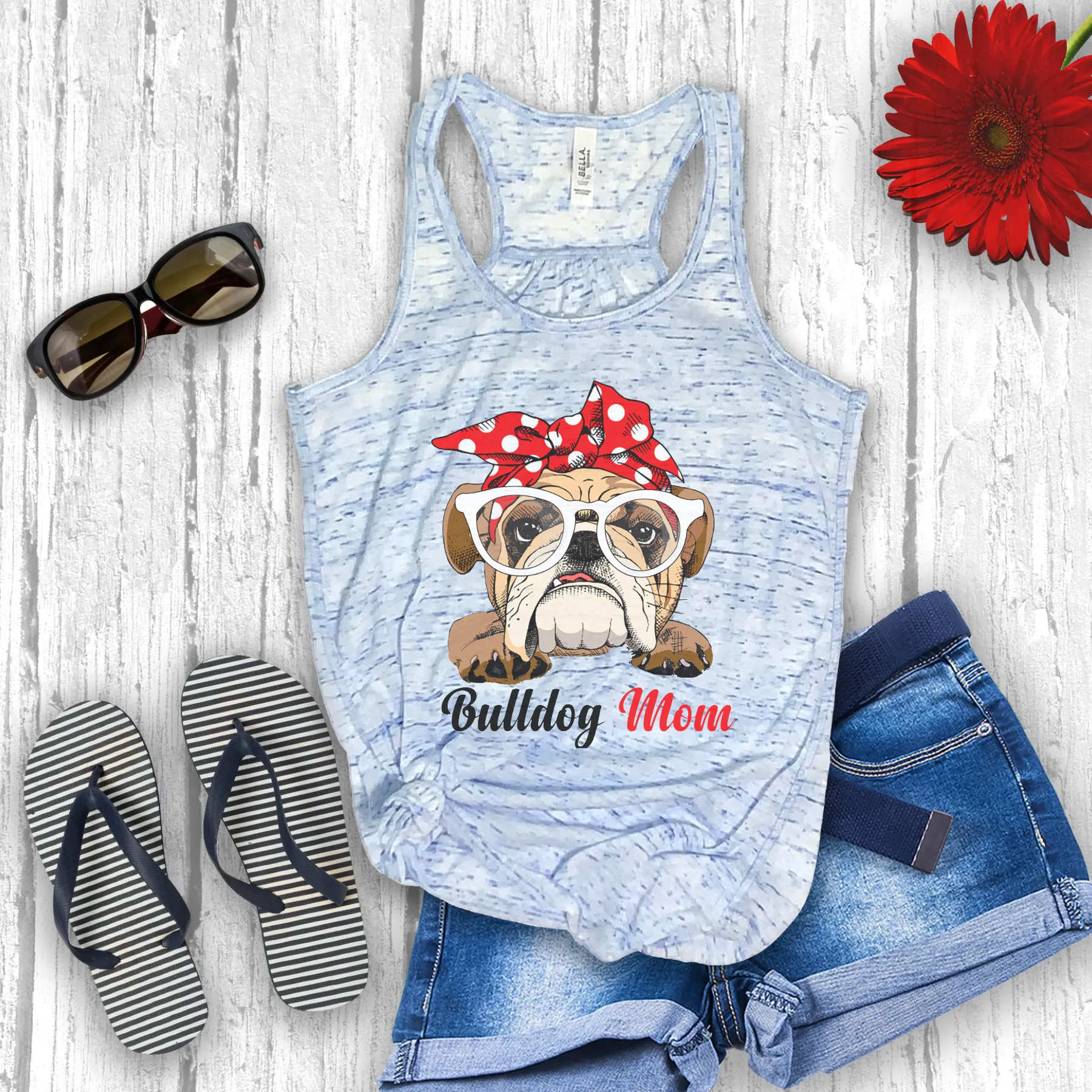 Bull Dog Mom Flowy Racerback Tank