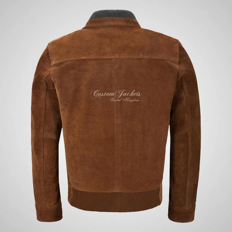 CLARX Tan Peru Suede Blouson Jacket Soft Calf Suede