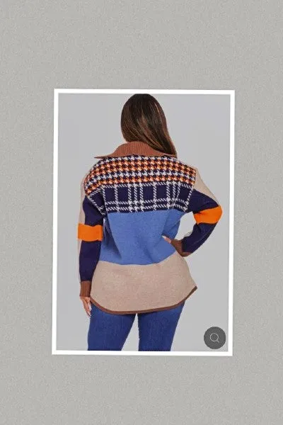 Color Block Knit Jacket