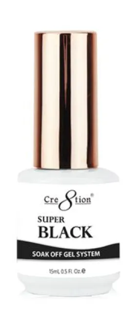 Cre8Tion Soak Off Gel - Super Black 0.5Oz