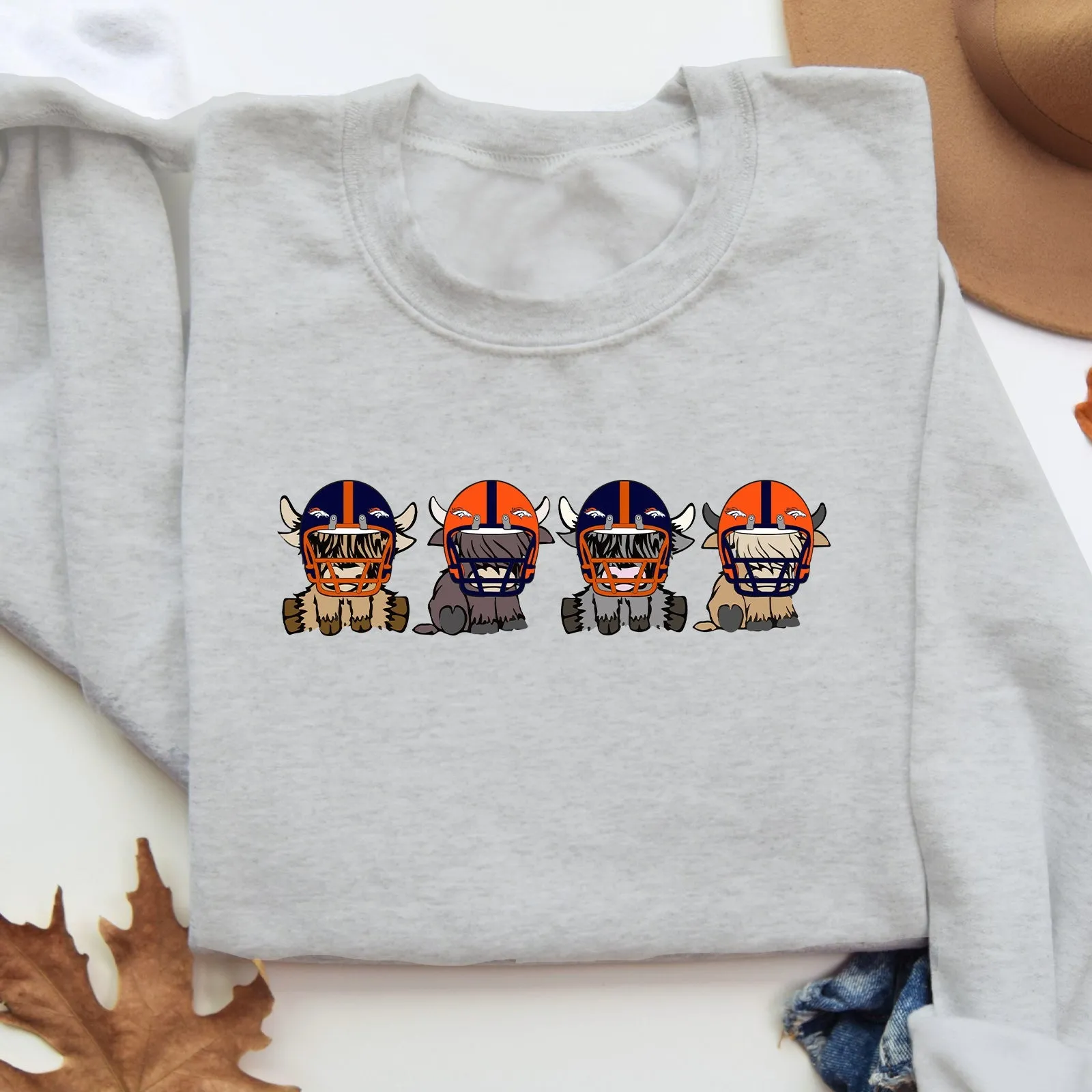 Denver Broncos Highland Cow Football Team Football Lovers Gift Unisex Crewneck Hoodie Sweatshirt