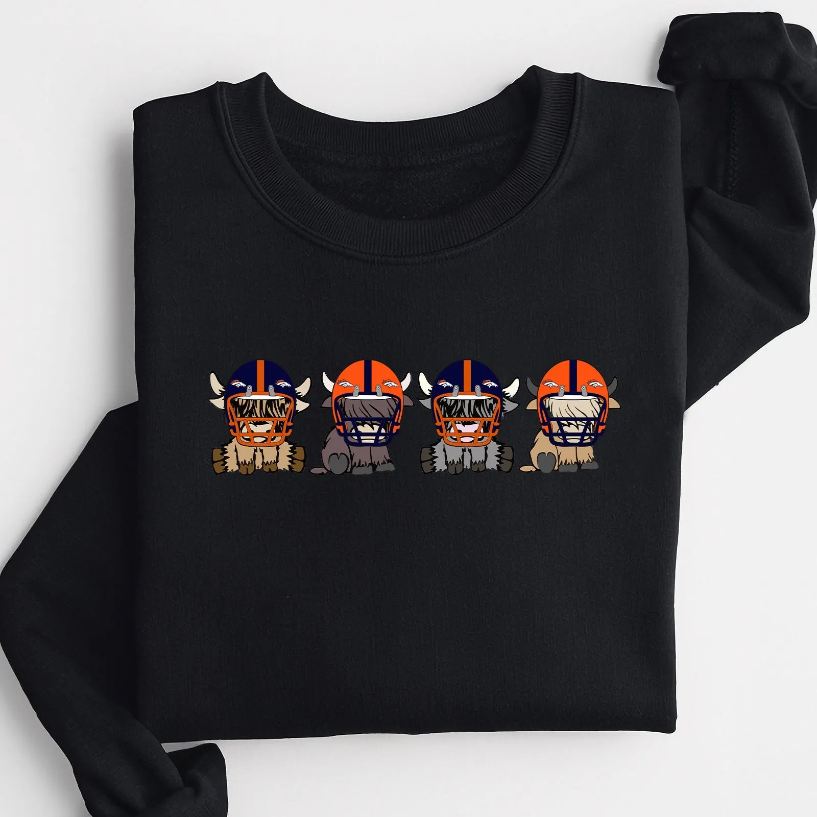 Denver Broncos Highland Cow Football Team Football Lovers Gift Unisex Crewneck Hoodie Sweatshirt