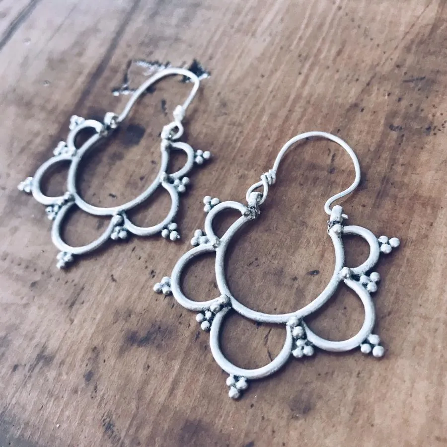 Flower tribal hoop earrings