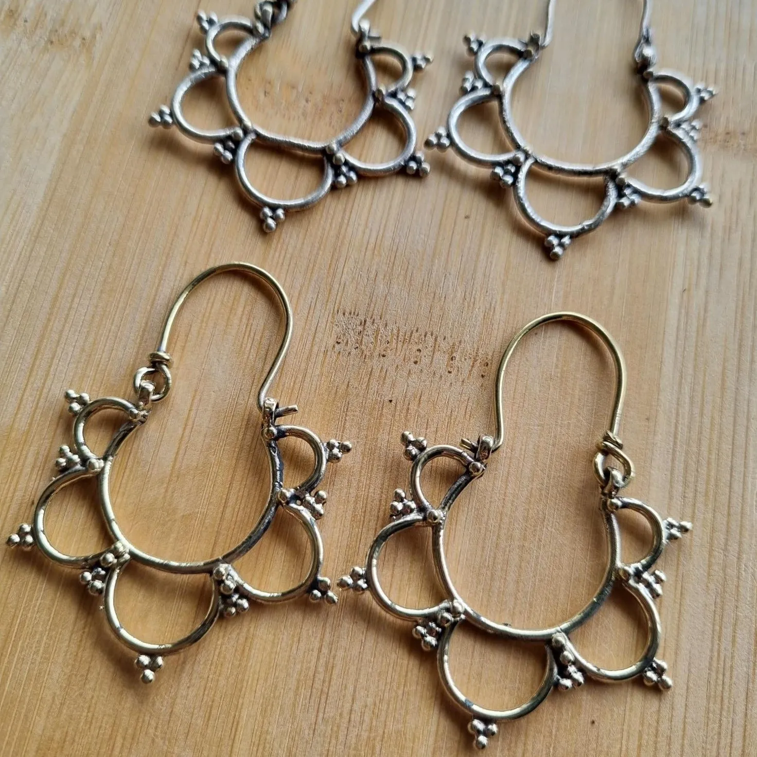Flower tribal hoop earrings