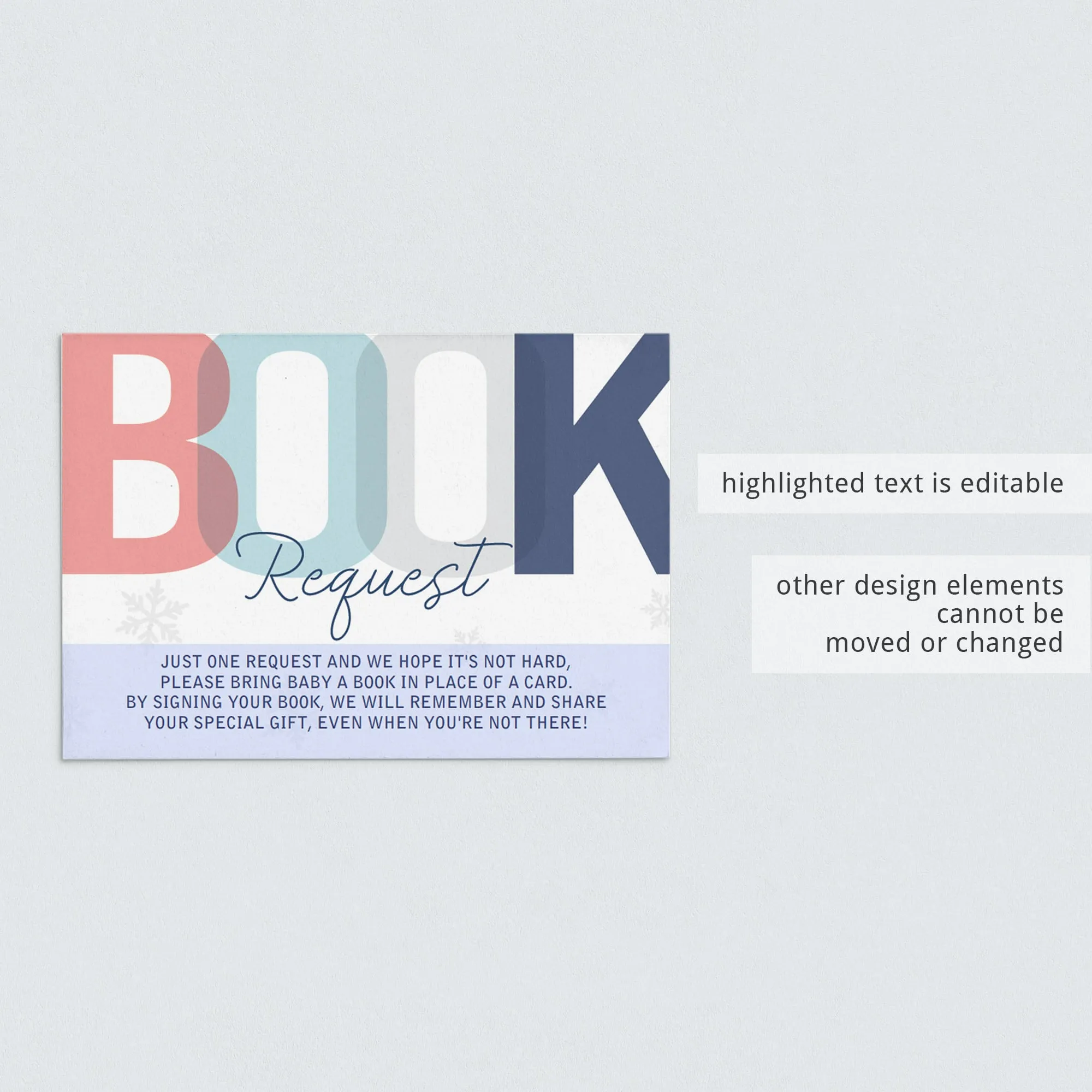 Gender Neutral Baby Shower Book Request Card Template