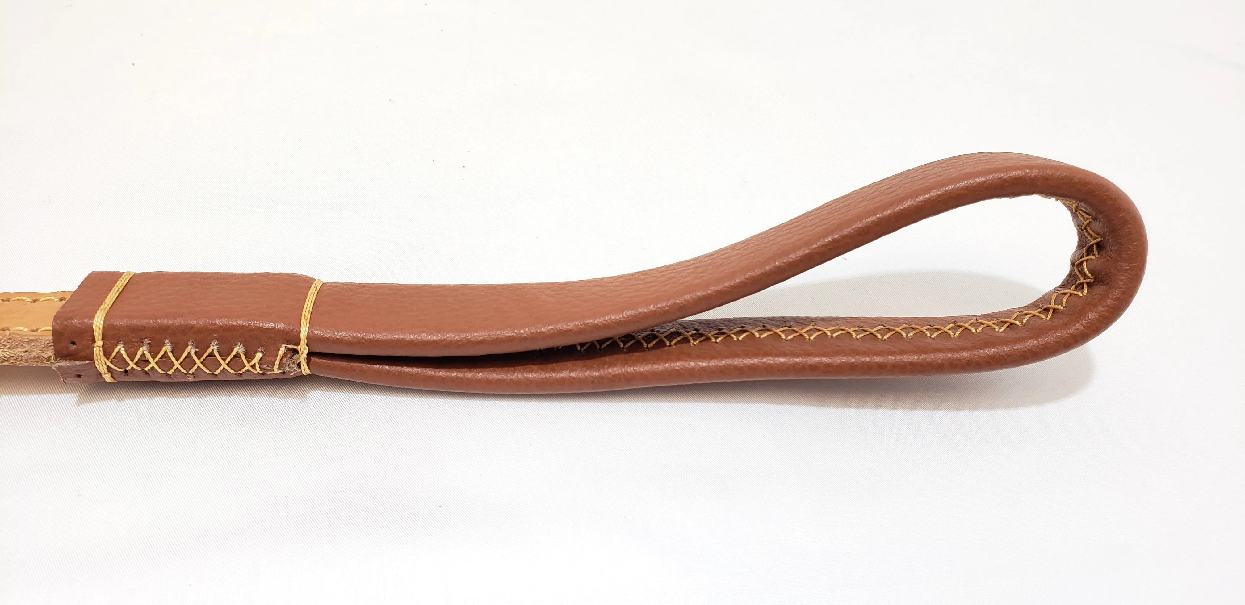 High Grade Leather Dog Short Leash with Pull Shock Absorber - Tan
