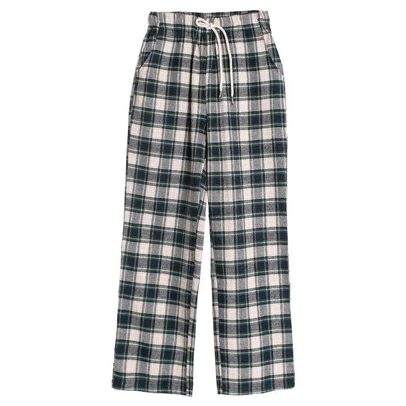 High waist plaid pants