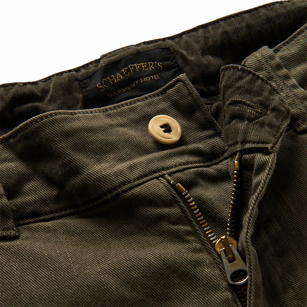 Italian Twill Overdyed Chino Pants OD Green