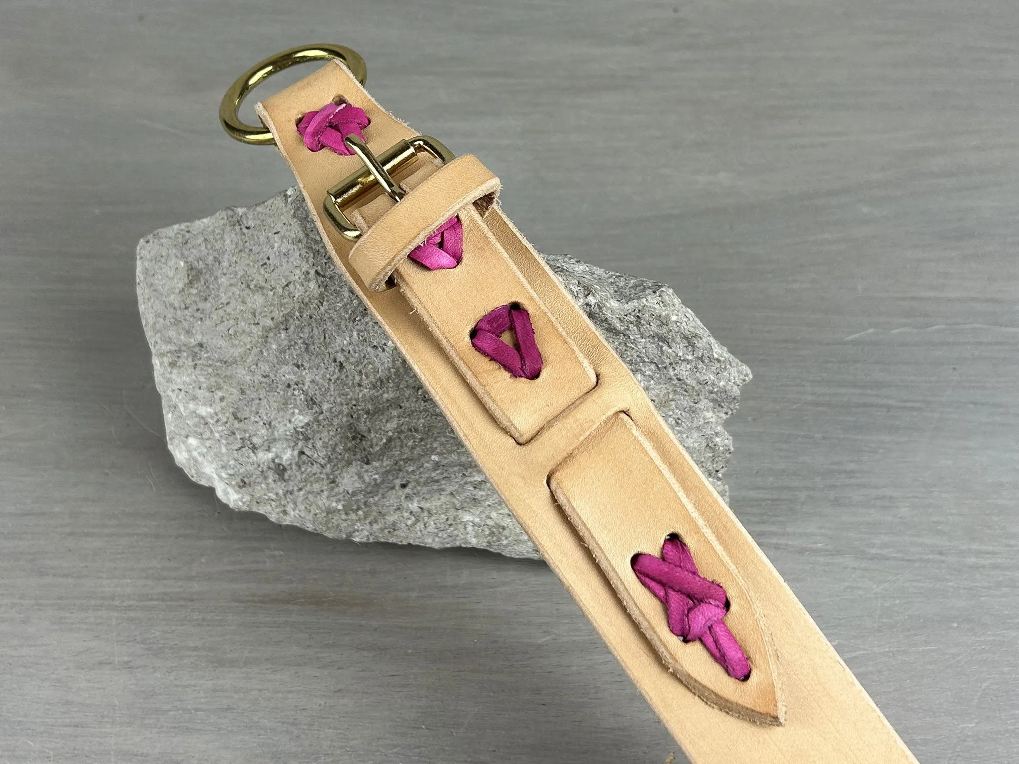 Leather Dog Collar with Laced Stitching