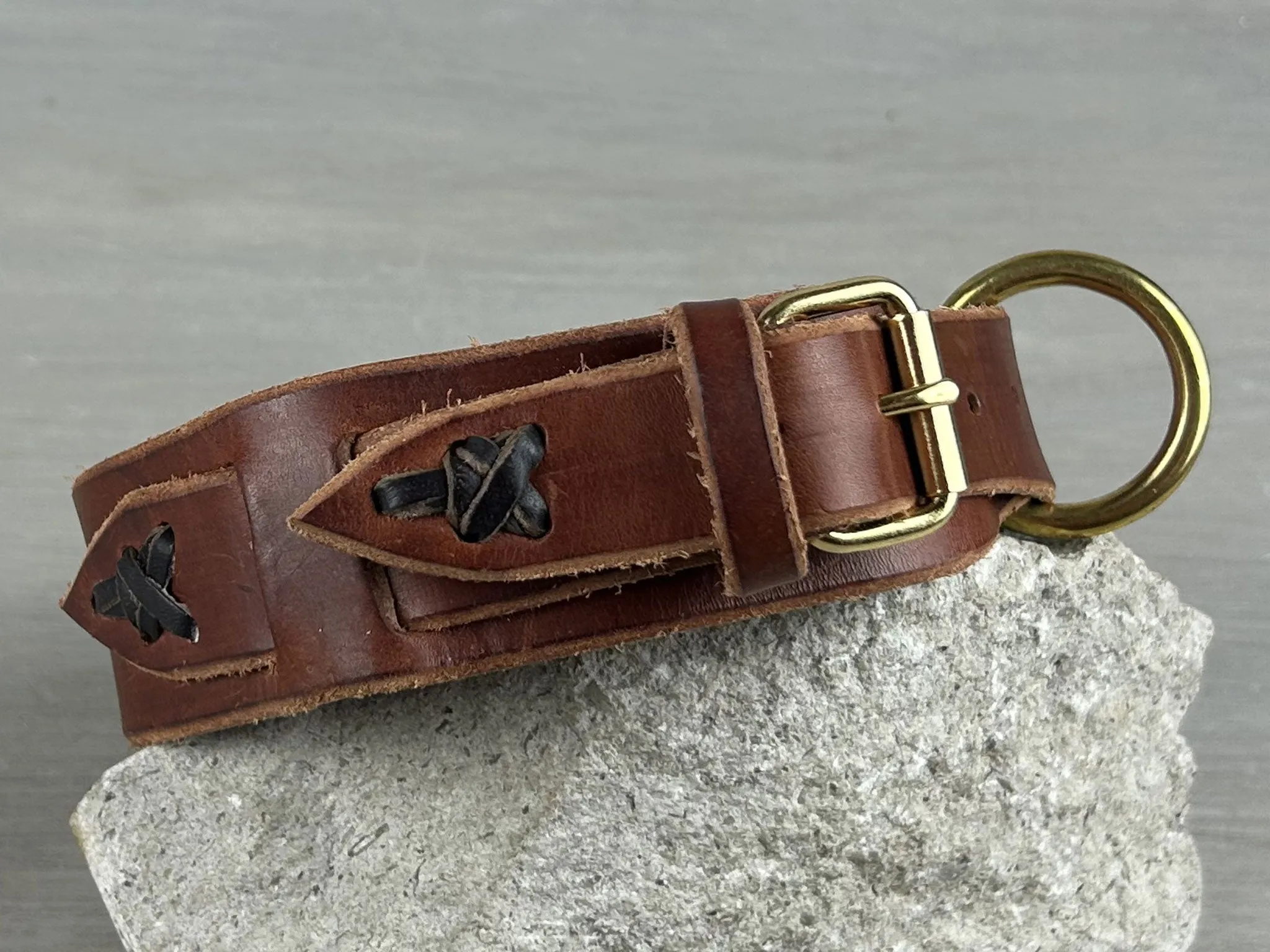 Leather Dog Collar with Laced Stitching