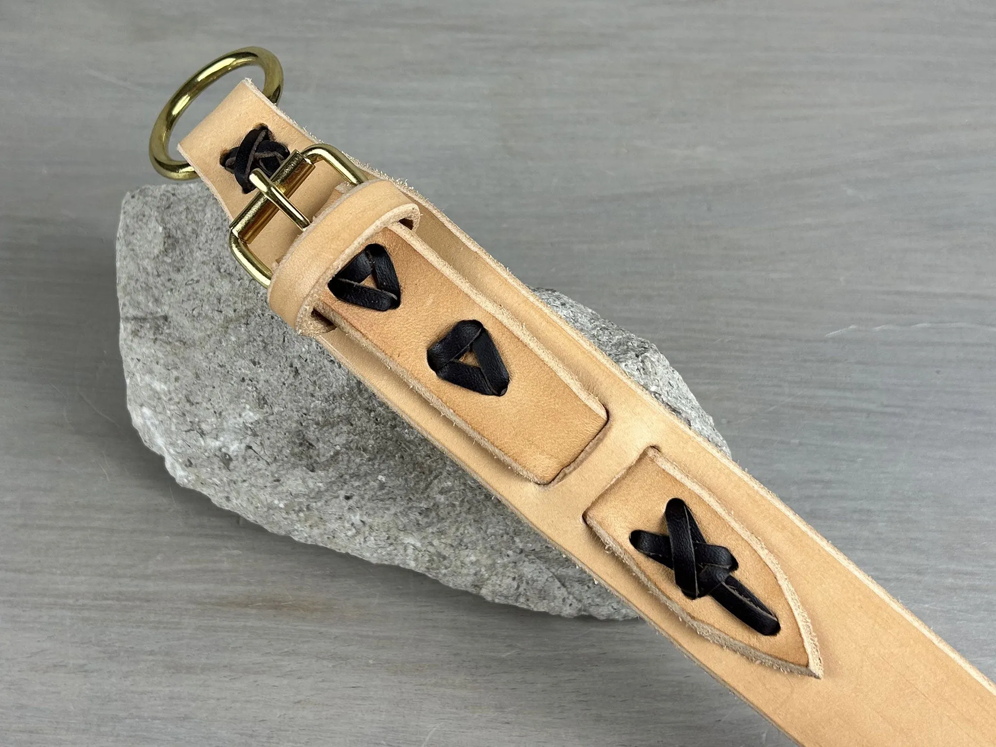Leather Dog Collar with Laced Stitching