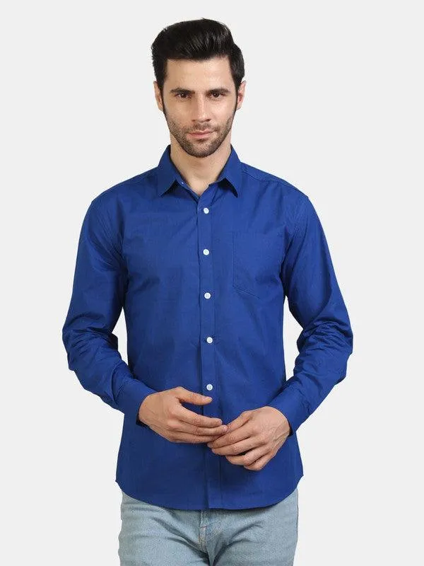 Life Roads full sleeve casual royal blue cotton shirt for Men and boy
