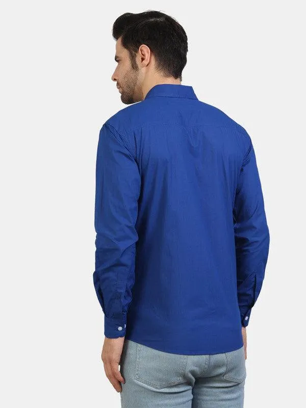 Life Roads full sleeve casual royal blue cotton shirt for Men and boy