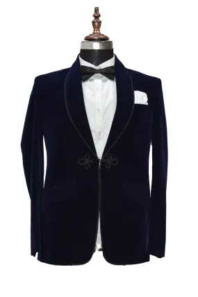 Men's Navy Blue Smoking Jacket Designer Dinner Party Wear jacket