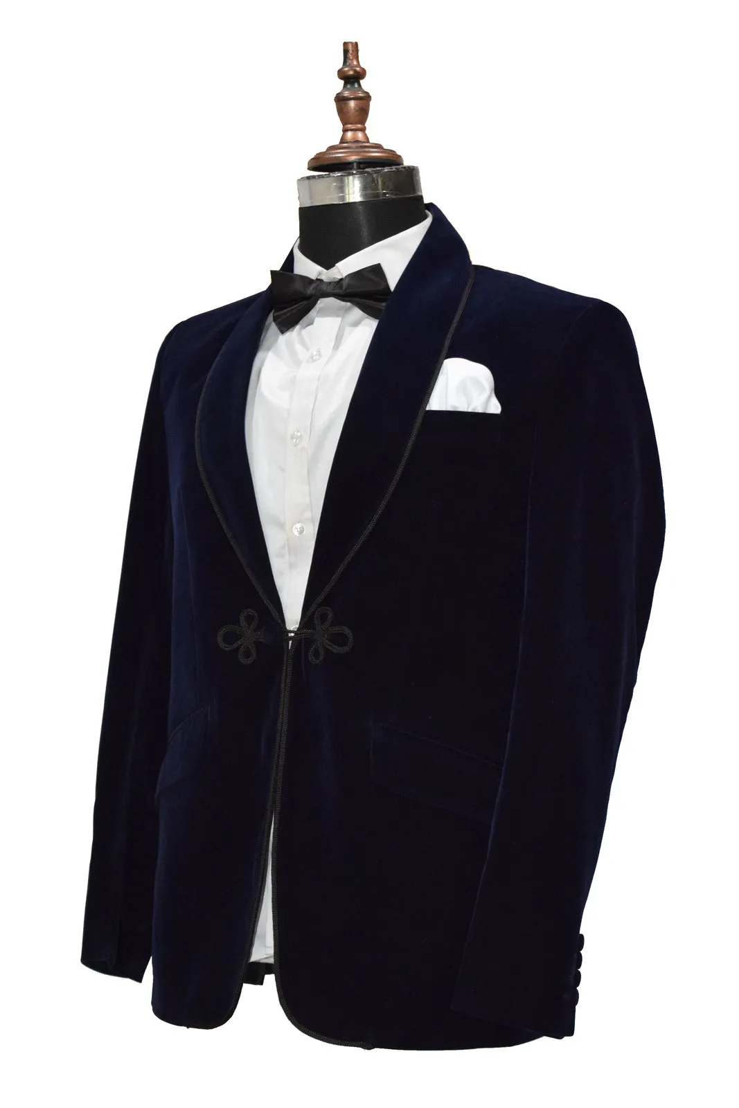 Men's Navy Blue Smoking Jacket Designer Dinner Party Wear jacket