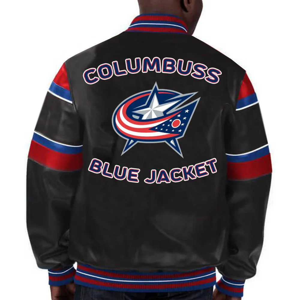 NHL Columbus Black Leather Jacket by TJS