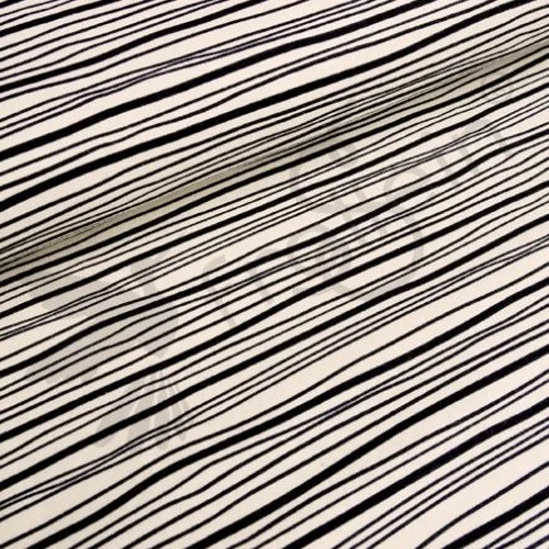 Organic Cotton Jersey - Wavy Stripes - Black-Cream