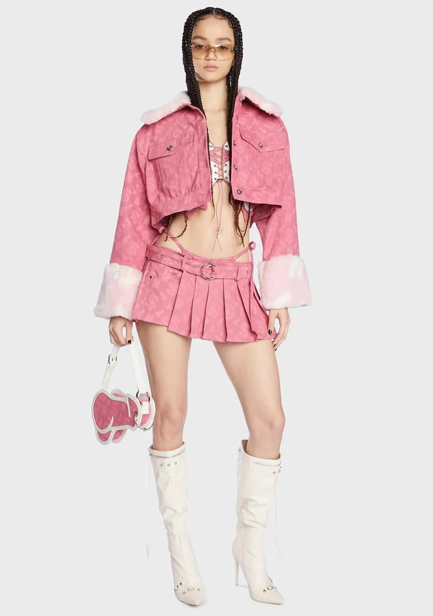 Pink Monogram Denim Crop Jacket