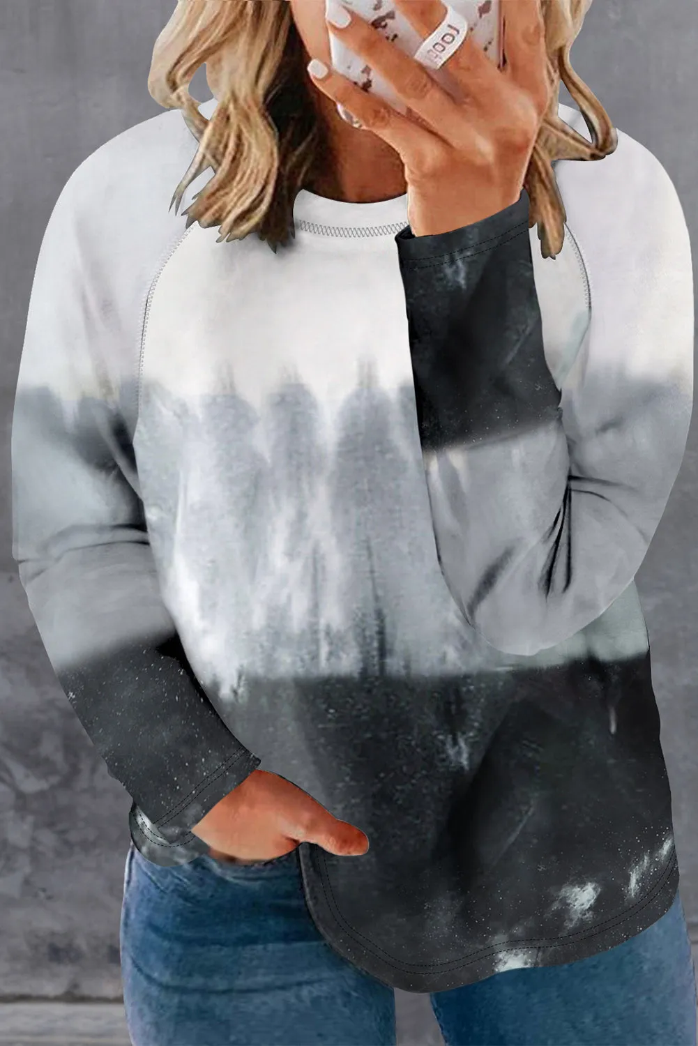 Plus Size Raglan Long Sleeve Spiral Tie Dye T Shirt