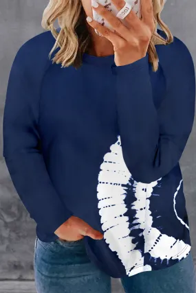 Plus Size Raglan Long Sleeve Spiral Tie Dye T Shirt