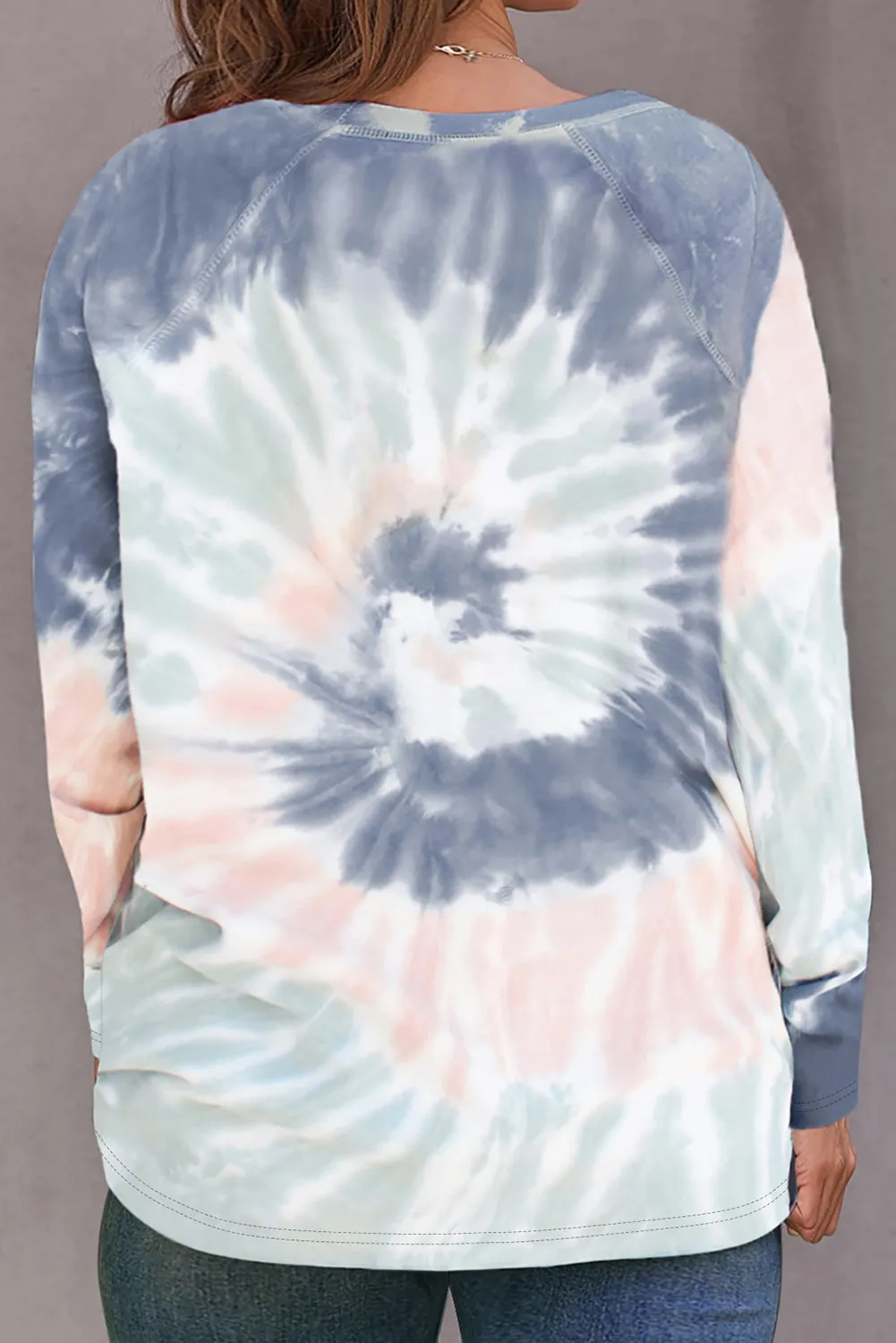 Plus Size Raglan Long Sleeve Spiral Tie Dye T Shirt