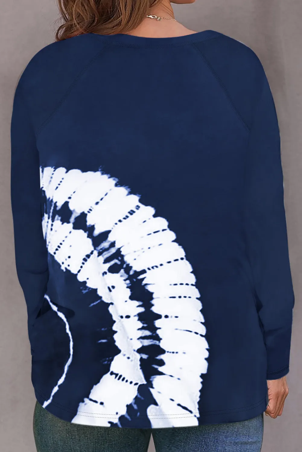 Plus Size Raglan Long Sleeve Spiral Tie Dye T Shirt