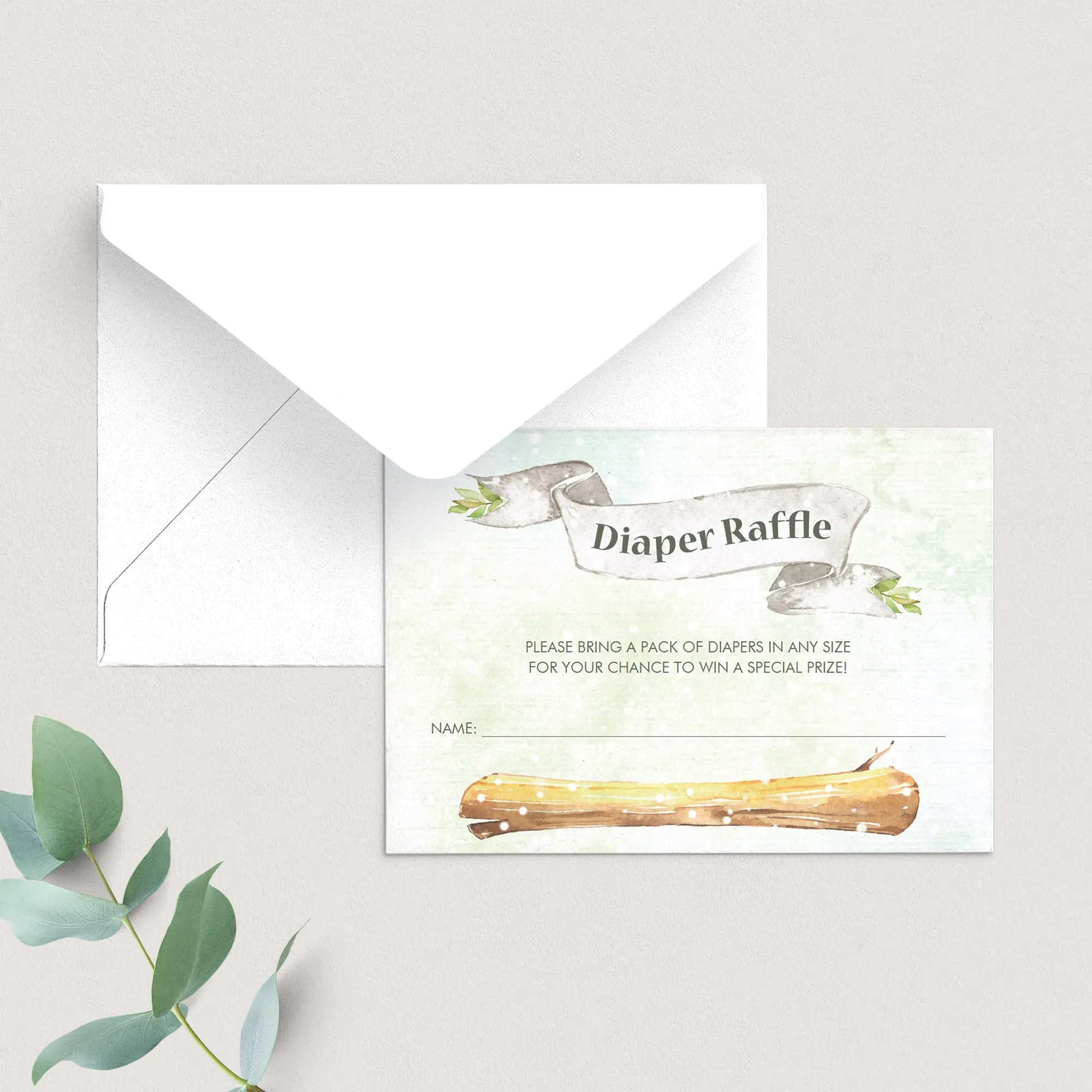 Printable Diaper Raffle Ticket for Winter Baby Shower