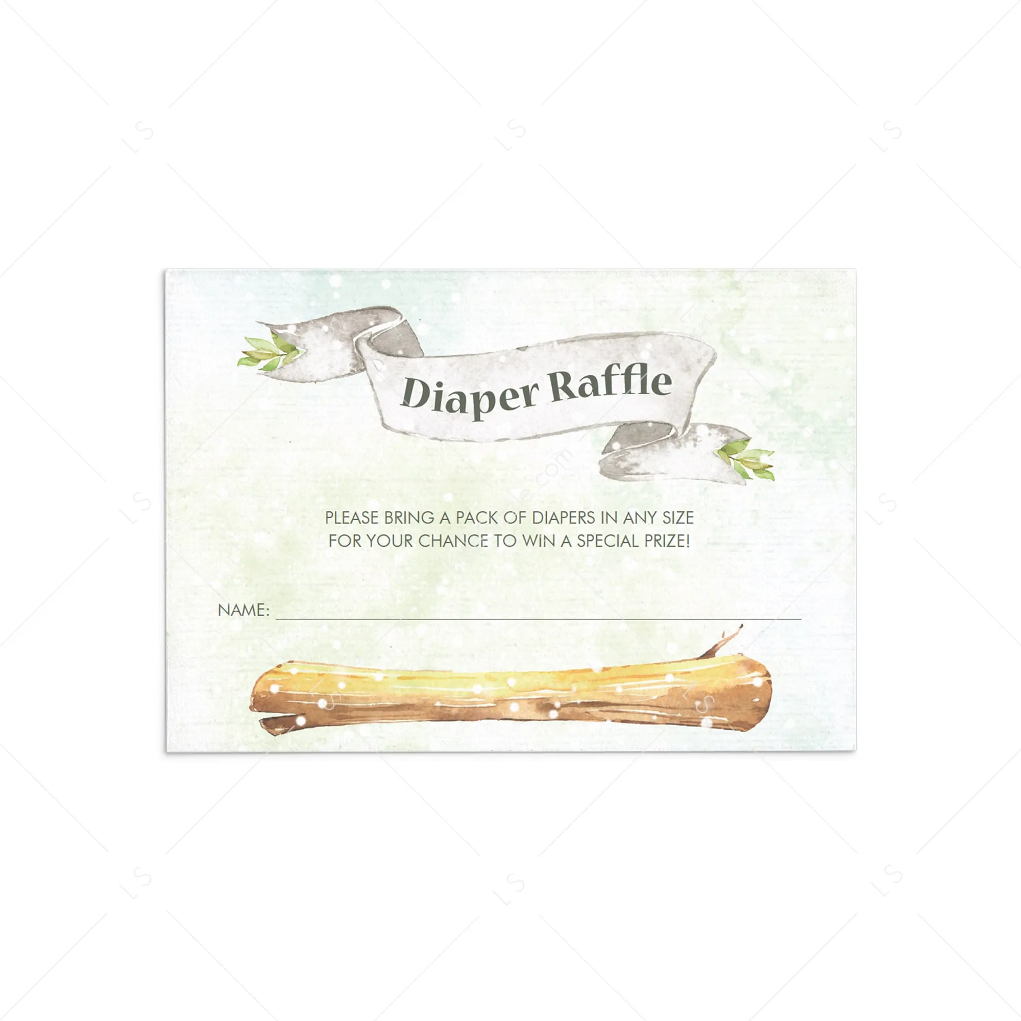 Printable Diaper Raffle Ticket for Winter Baby Shower