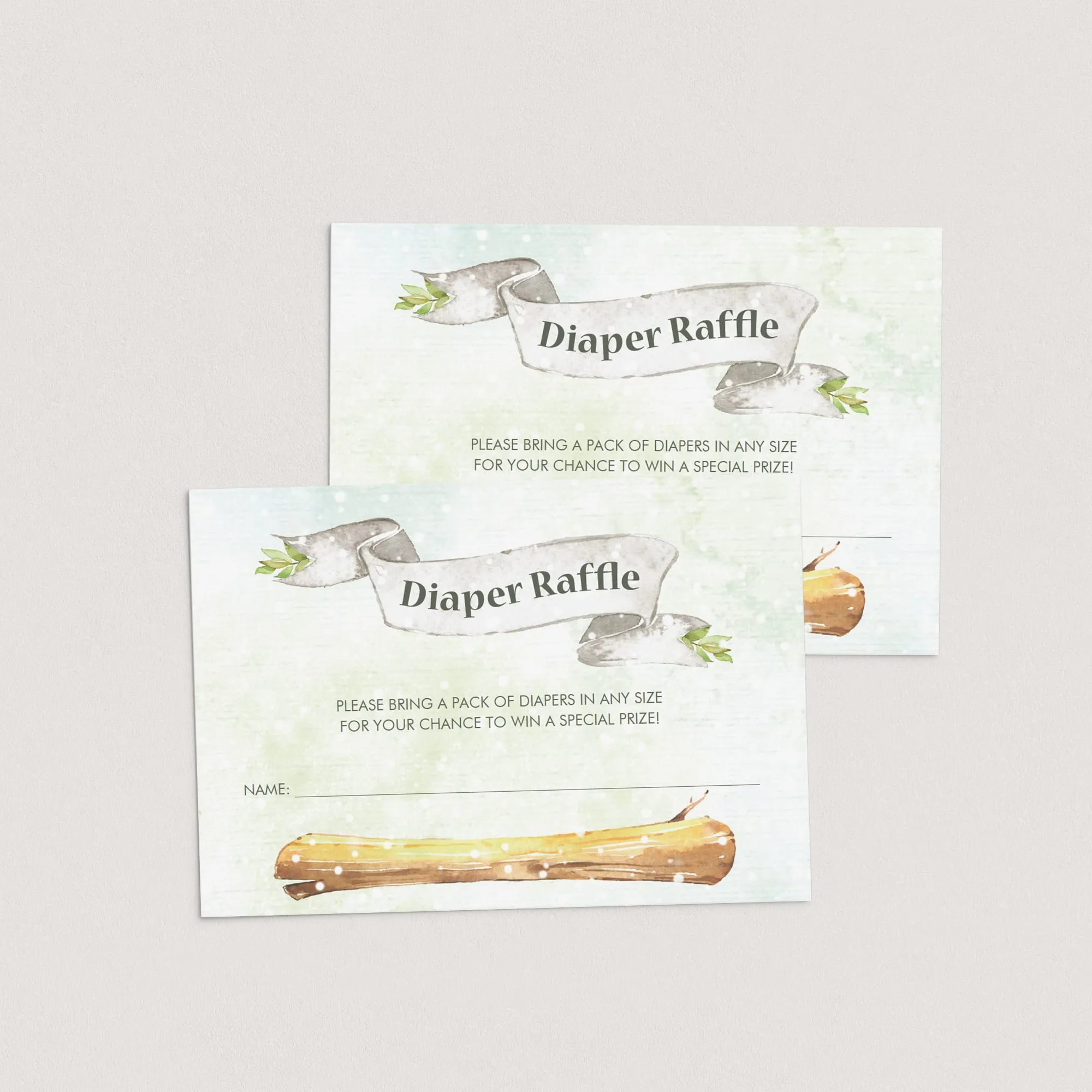 Printable Diaper Raffle Ticket for Winter Baby Shower
