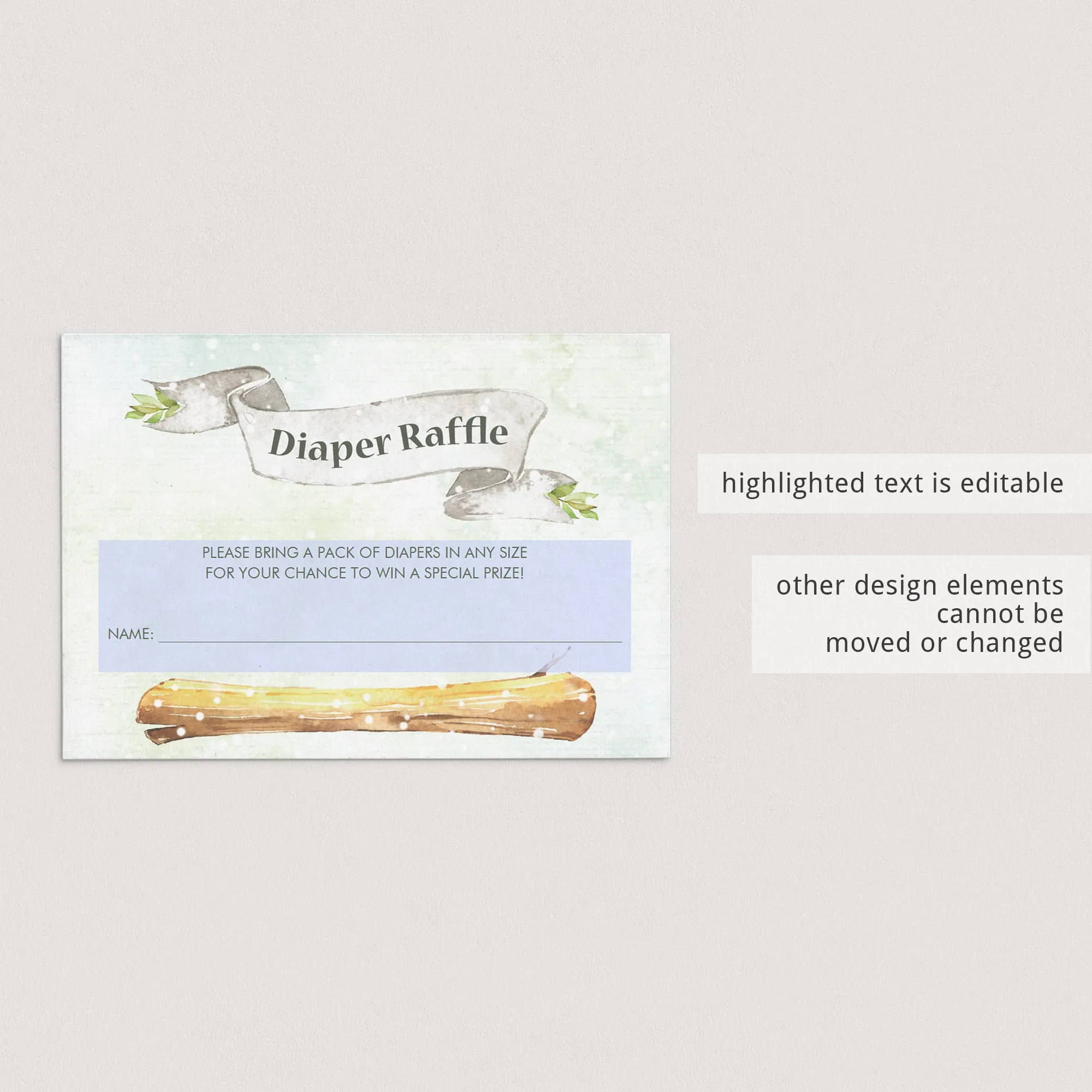 Printable Diaper Raffle Ticket for Winter Baby Shower