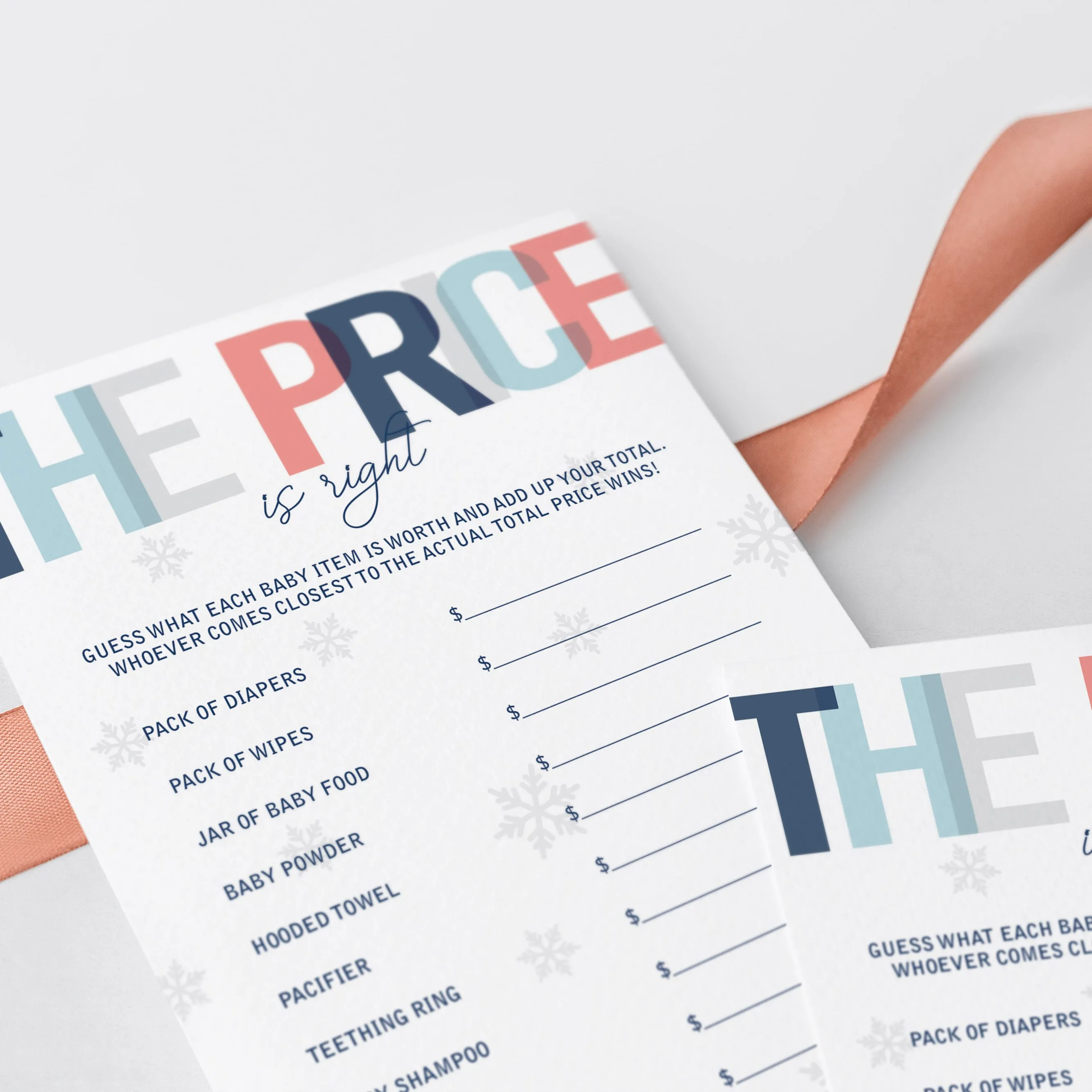 Printable Winter Shower Game The Price is Right