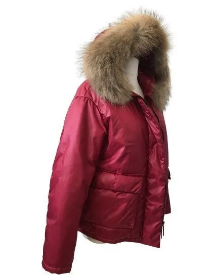 Puffer Women Cherry Quilted Coat Trim raccoon  Fur