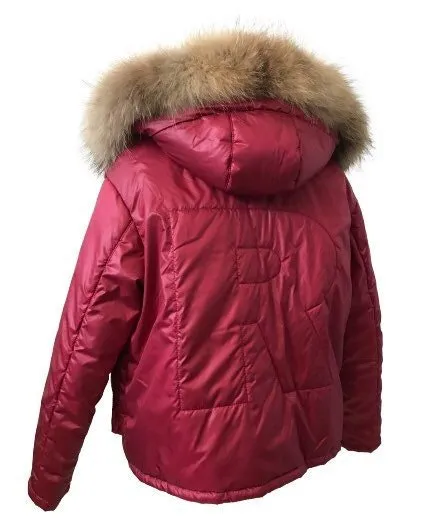 Puffer Women Cherry Quilted Coat Trim raccoon  Fur