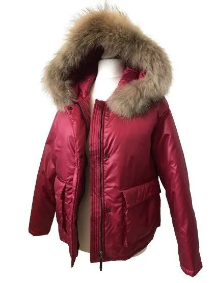 Puffer Women Cherry Quilted Coat Trim raccoon  Fur