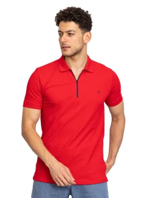 Racing Red Zipper Polo